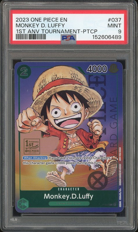One Piece Monkey D. Luffy #P-037 1st Anniversary Tournament Promo PSA 9