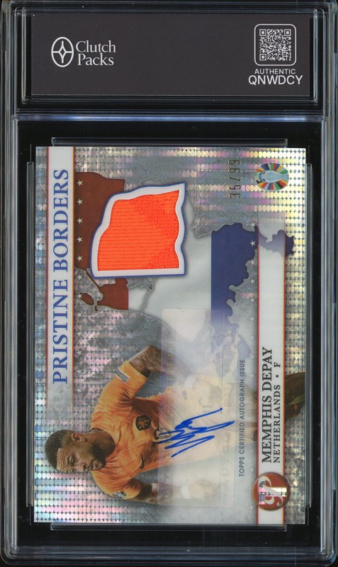 2023 Topps Pristine Road to UEFA Euro 2024 Pristine Borders Autograph Relic Memphis Depay #PBR-MD /99