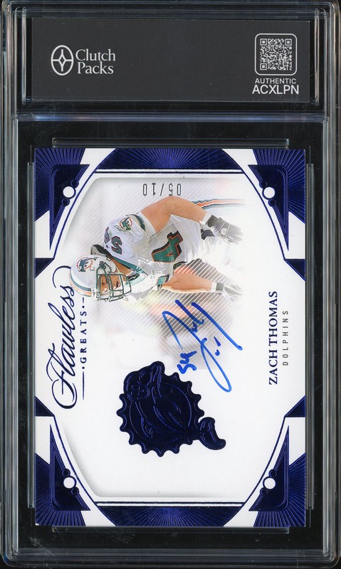 2024 Panini Flawless Greats Zach Thomas #G-ZTS Blue Autograph /10