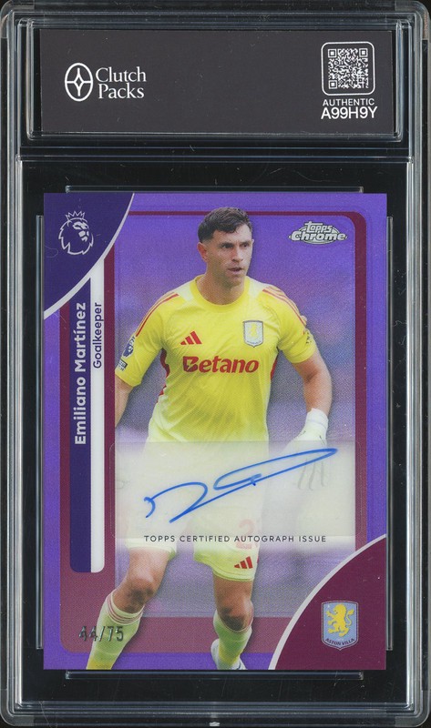 2026 Topps Chrome Emiliano Martínez #CA-EM Purple Refractor Autograph /75