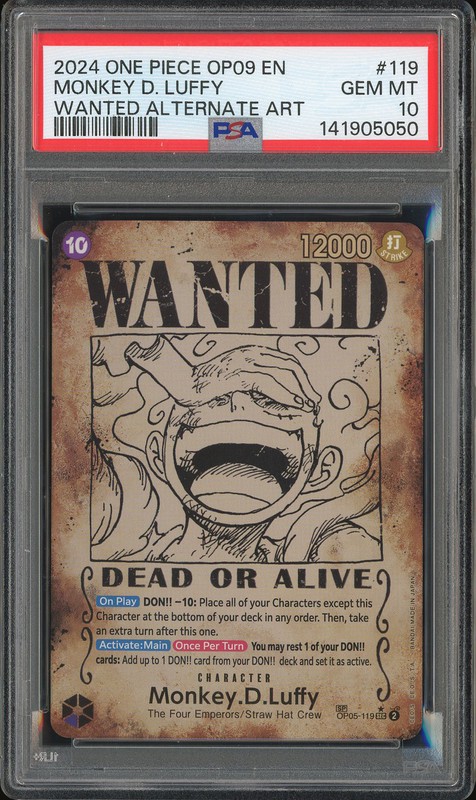 One Piece Monkey D. Luffy #OP05-119 OP09 Emperors In The New World Secret Rare PSA 10