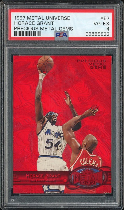 1997 Metal Universe Precious Metal Gems Horace Grant #57 Red /100 PSA 4