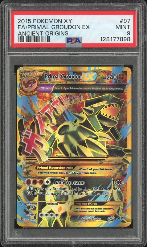 2015 Pokemon XY Ancient Origins Primal Groudon EX Full Art #97 PSA 9