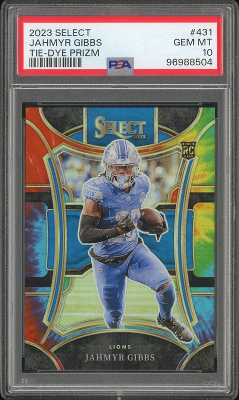 2023 Select Jahmyr Gibbs #431 Tie-Dye Prizm /25 PSA 10