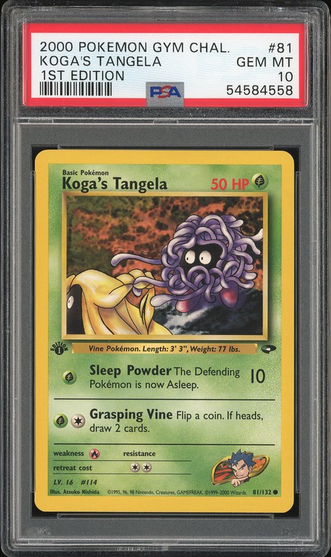 2000 Pokemon Gym Challenge 1st Edition Koga's Tangela #81 PSA 10