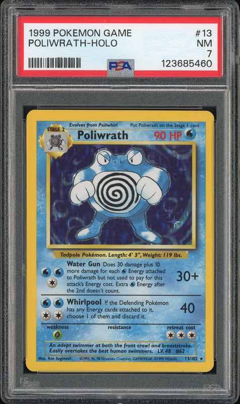 1999 Pokemon Game Poliwrath #13 Holo PSA 7
