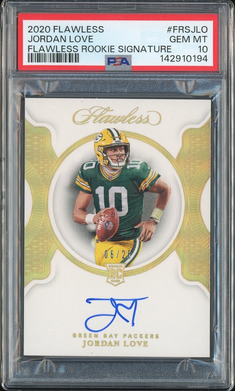 2020 Panini Flawless Flawless Rookie Signatures Jordan Love #FRS-JLO Gold /25 PSA 10