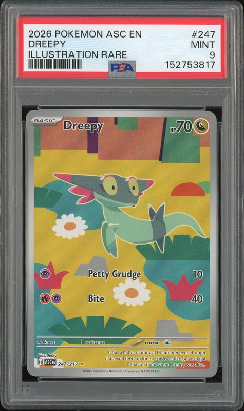 2026 Pokemon ASC EN Illustration Rare Dreepy #247 PSA 9