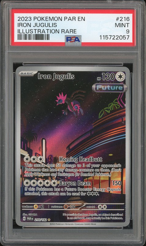 2023 Pokemon Paradox Rift Iron Jugulis #216 Illustration Rare PSA 9