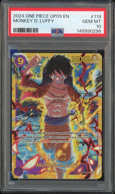 One Piece Monkey D. Luffy #OP09-119 Emperors in the New World Secret Rare PSA 10