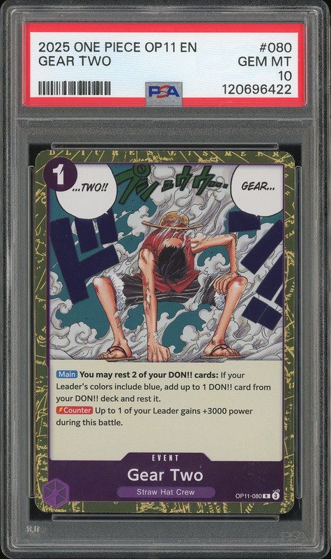 One Piece Gear Two #OP11-080 A Fist of Divine Speed R PSA 10