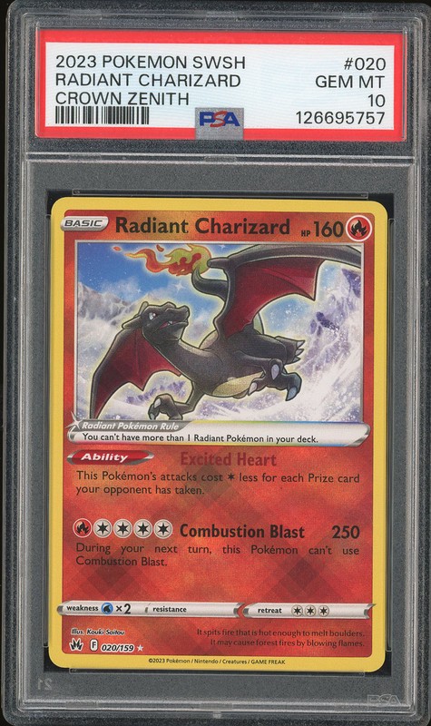 2023 Pokemon SWSH Crown Zenith Radiant Charizard #020 PSA 10