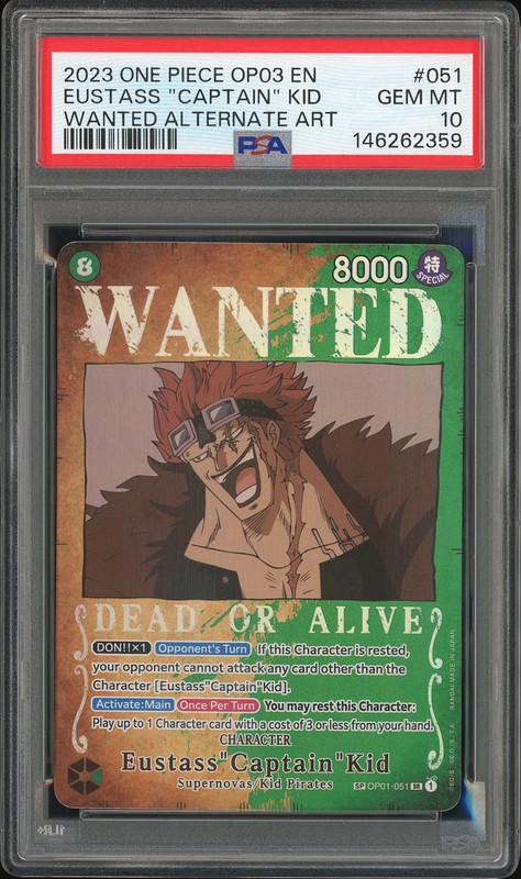 One Piece Eustass "Captain" Kid #OP01-051 Romance Dawn Alternate Art PSA 10