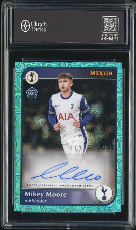 2025 Topps Merlin Mikey Moore #AU-MOO Aqua /75 Autograph