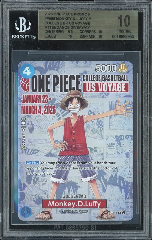 One Piece Monkey D. Luffy #P-055 US Voyage Promo BGS 10