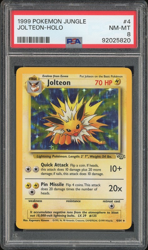 1999 Pokemon Jungle Jolteon #4 Holo PSA 8