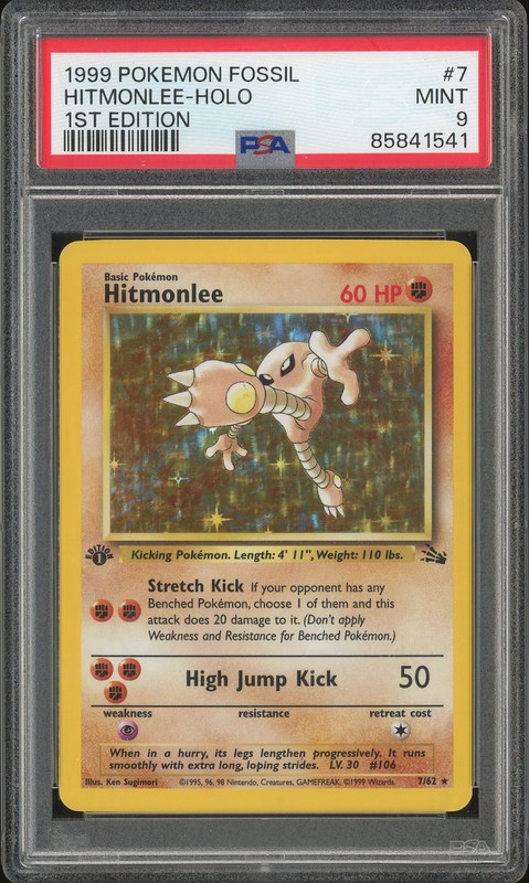 1999 Pokemon Fossil Hitmonlee #7 Holo 1st Edition PSA 9
