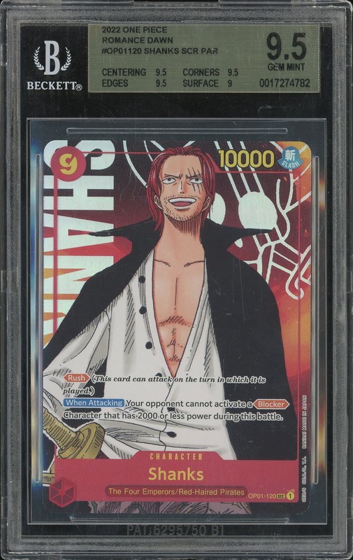 One Piece Shanks #OP01-120 Romance Dawn SEC Graded BGS 9.5
