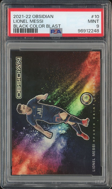 2021-22 Panini Obsidian Black Color Blast Lionel Messi #10 PSA 9