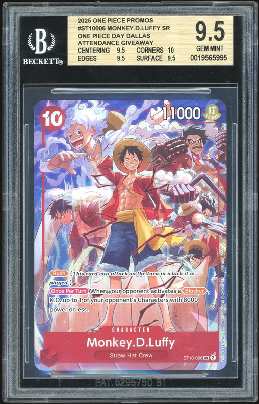 One Piece Monkey.D.Luffy #ST10-006 One Piece Day Dallas SR BGS 9.5