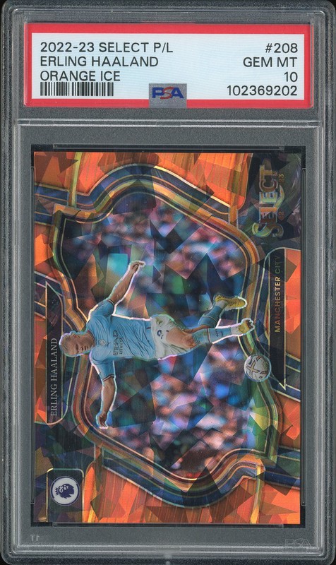 2022-23 Panini Select Premier League Erling Haaland #208 Orange Ice PSA 10