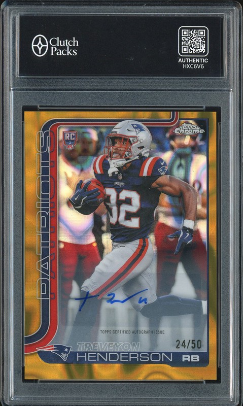 2025 Topps Chrome Rookies Autograph Variation TreVeyon Henderson #RA-THE Gold Lava Refractor Autograph /50