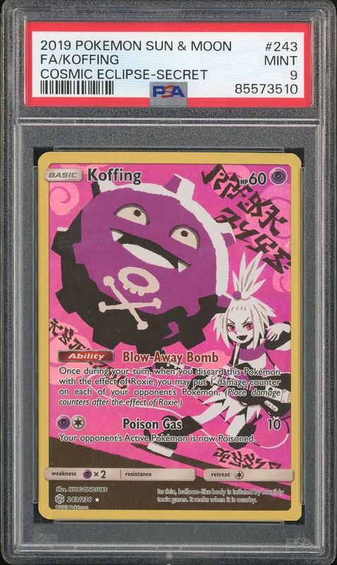 2019 Pokemon Sun & Moon Cosmic Eclipse Secret Koffing #243 PSA 9