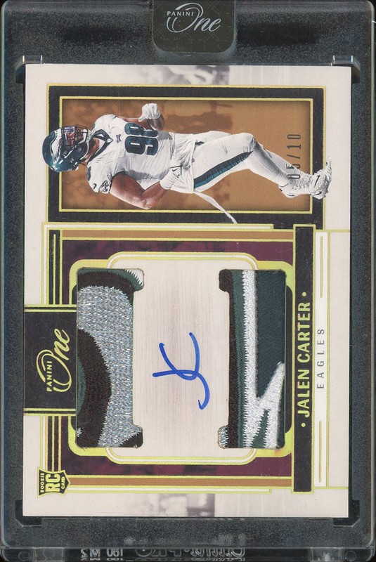 2023 Panini One Rookie Dual Patch Autographs Jalen Carter #47 Gold /10