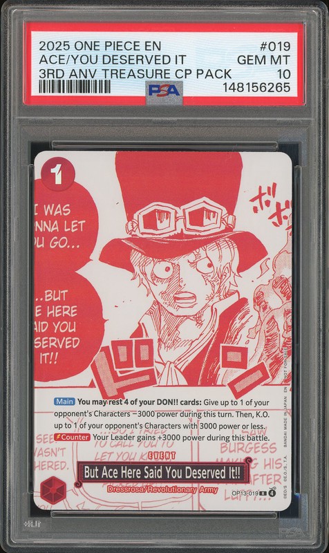 One Piece But Ace Here Said You Deserved It!! #OP13-019 PSA 10
