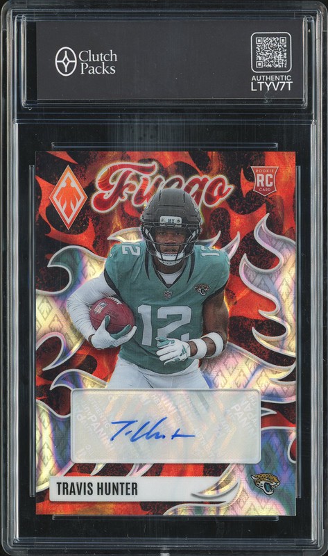 2025 Panini Phoenix Fuego Travis Hunter #FUS-TRA Red Autograph Lava /49