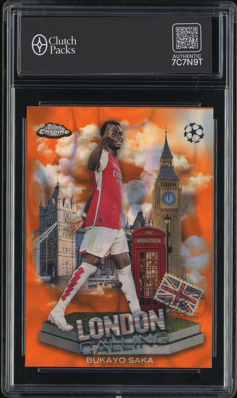 2024 Topps Chrome UEFA Champions League London Calling Bukayo Saka #LC-14 Orange Lava