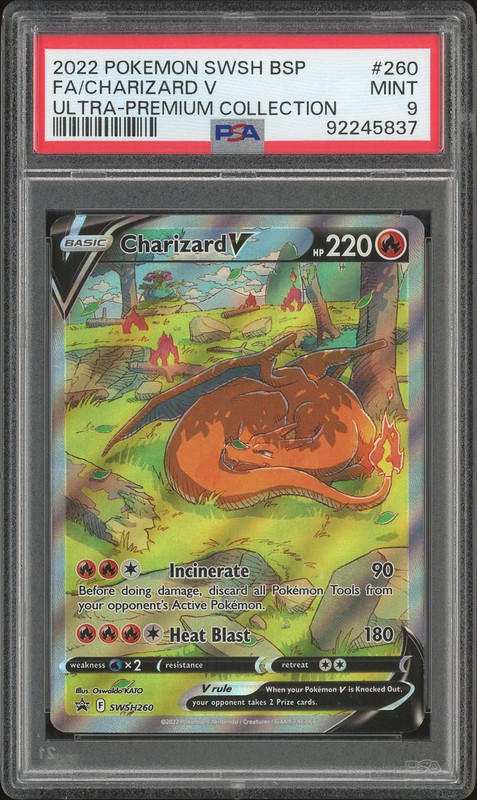 2022 Pokemon SWSH Black Star Promo Ultra-Premium Collection Charizard V #SWSH260 Full Art PSA 9