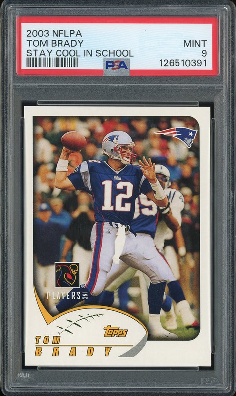 2003 Topps NFLPA Stay Cool in School Tom Brady PSA 9