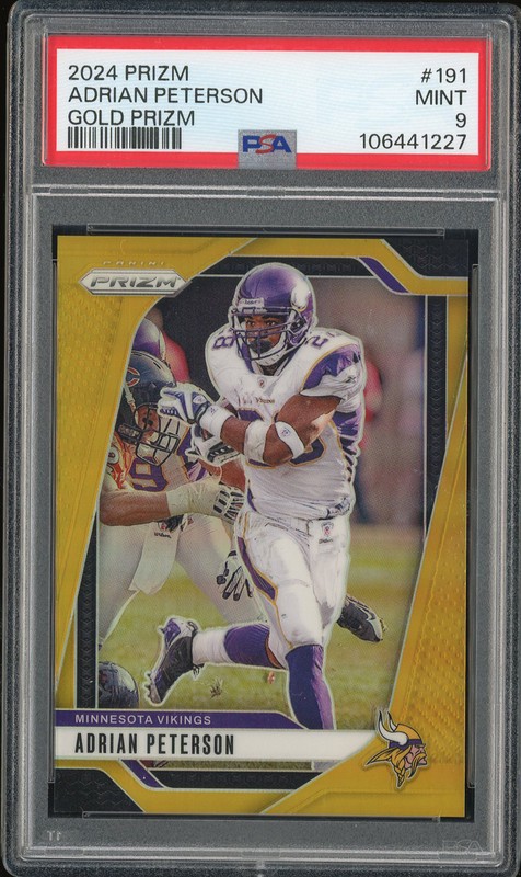 2024 Panini Prizm Adrian Peterson #191 Gold Prizm /10 PSA 9