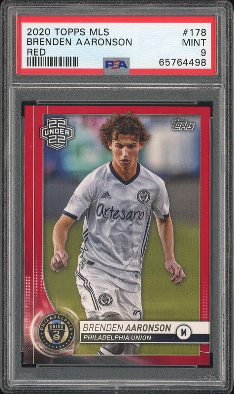 2020 Topps MLS 22 Under 22 Brenden Aaronson #178 Red /10 PSA 9