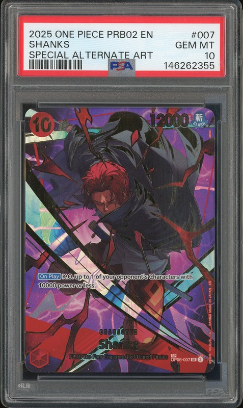 One Piece Shanks #OP06-007 Premium Booster - The Best SP Special Alternate Art PSA 10