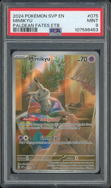 2024 Pokemon SVP Mimikyu #075 Paldean Fates ETB PSA 9