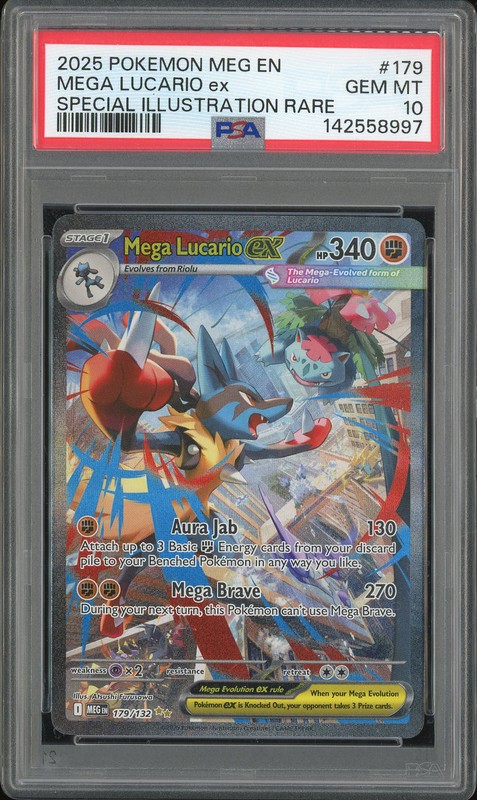 2025 Pokemon Mega Evolution Special Illustration Rare Mega Lucario ex #179 PSA 10