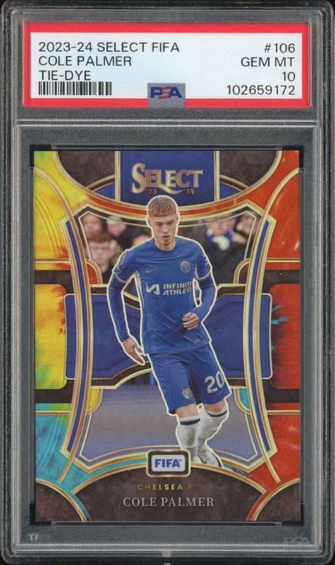 2023-24 Panini Select FIFA Mezzanine Cole Palmer #106 Tie-Dye /30 PSA 10