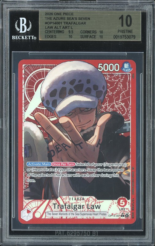 One Piece Trafalgar Law #OP14-001 The Azure Sea's Seven BGS 10