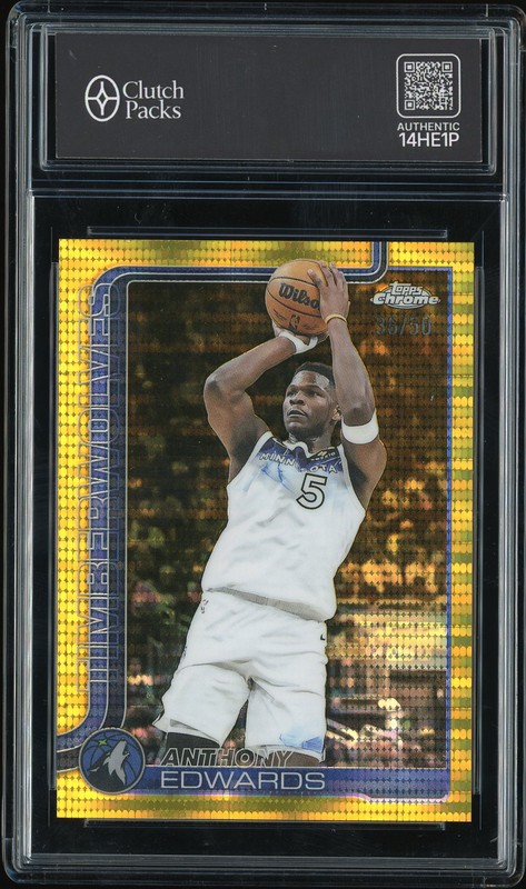 2024-25 Topps Chrome Anthony Edwards #151 Gold Pulsar Refractor /50