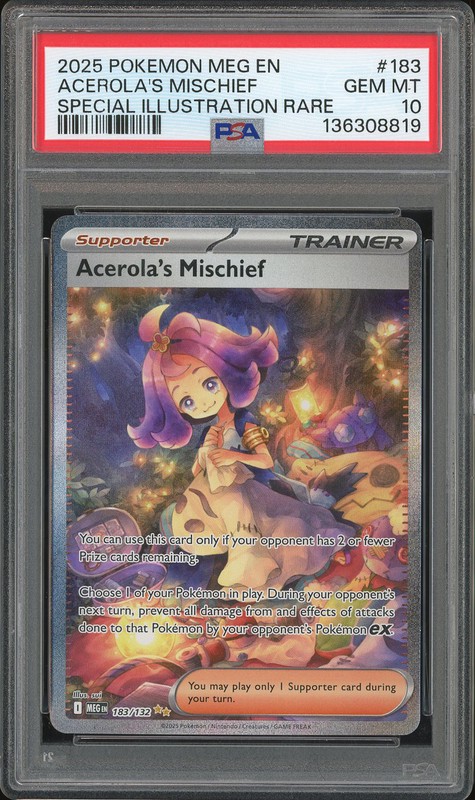 2025 Pokemon MEG EN Special Illustration Rare Acerola's Mischief #183 PSA 10