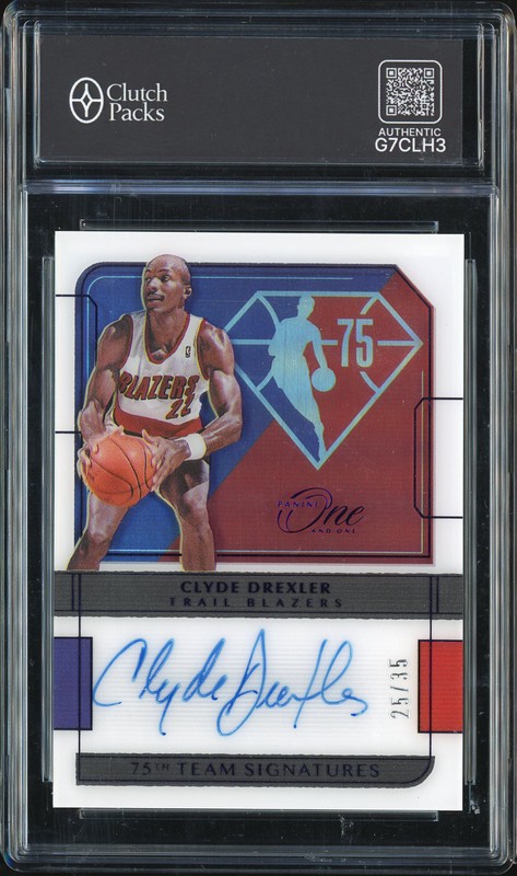 2021-22 Panini One and One 75th Team Signatures Clyde Drexler #75-CDX Autograph /35