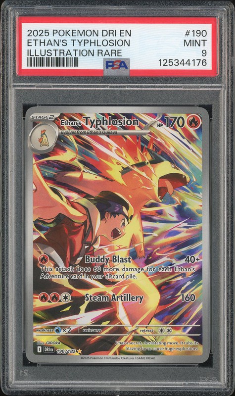 2025 Pokemon Scarlet & Violet Destined Rivals Illustration Rare Ethan's Typhlosion #190 PSA 9