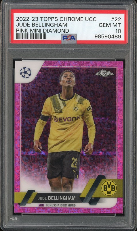 2022-23 Topps Chrome UCC Jude Bellingham #22 Pink Mini Diamond PSA 10