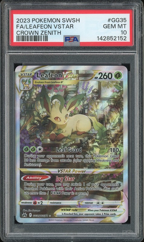 2023 Pokemon SWSH Crown Zenith Full Art Leafeon VSTAR #GG35 PSA 10