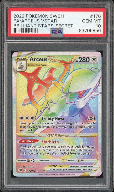 2022 Pokemon SWSH Brilliant Stars Secret Arceus VSTAR #176 PSA 10