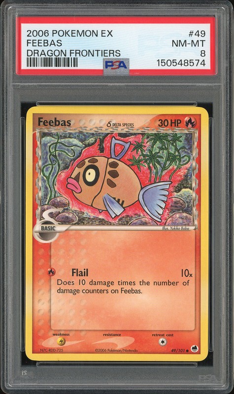 2006 Pokemon EX Dragon Frontiers Feebas #49 PSA 8