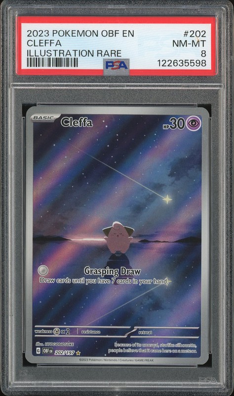 2023 Pokémon Obsidian Flames Illustration Rare Cleffa #202 PSA 8