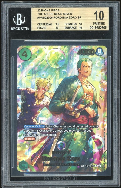 One Piece Roronoa Zoro #PRB02-006 OP-14 The Azure Sea's Seven SP BGS 10